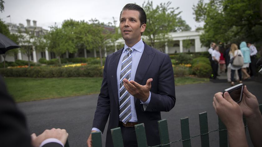 Twitter deu a Donald Trump Jr., o filho mais velho do Presidente dos EUA, 12 horas para remover tweet enganador da sua conta. Foto: Shawn Thew/EPA