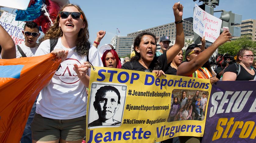 Protesto em Washington contra fim do DACA. Foto: Tasos Katopodis/EPA