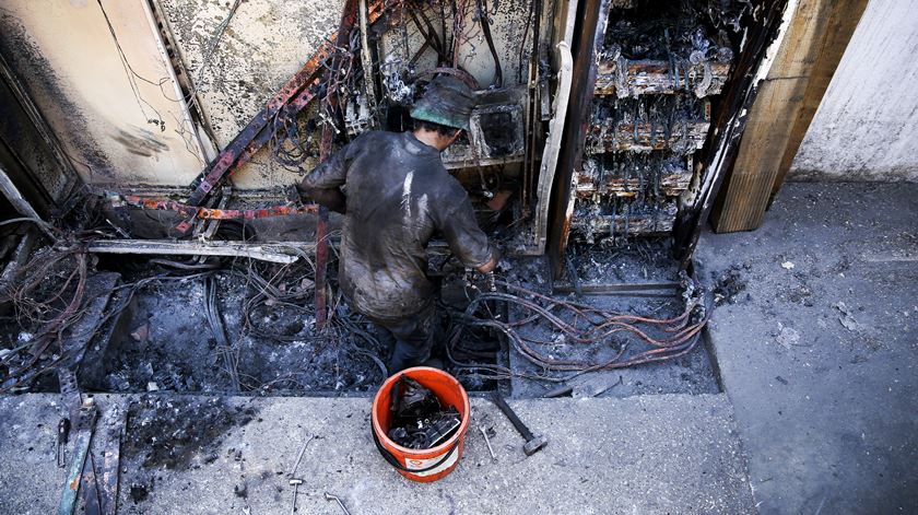 Os trabalhadores dividem-se entre o trabalho da recuperação da fábrica e o corte de árvores