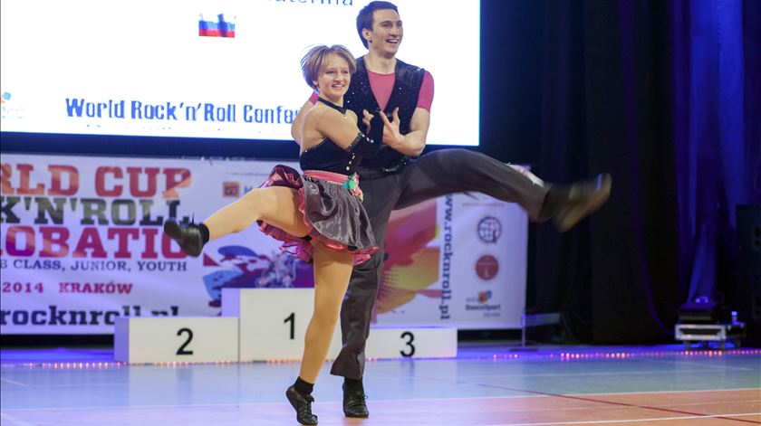 Katerina Tikhonova, filha de Putin, durante os Campeonatos do Mundo de Dança Acrobática Rock n