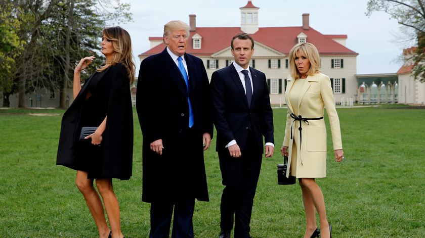 Donald Trump, Melania Trump, Emmanuel Macron e Brigitte Macron  Foto: Jonathan Ernst/Reuters