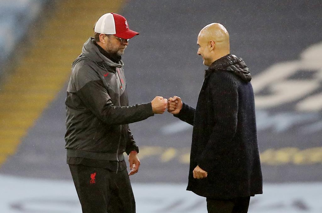 Pep Guardiola e Klopp criticam novo formato da Liga dos Campeões. Foto: Martin Rickett/Reuters Pep Guardiola e Klopp criticam novo formato da Liga dos Campeões. Foto: Martin Rickett/Reuters