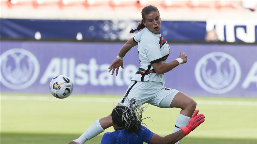 Telma Encarnação marcou dois, mas só um valeu. Foto: Thomas Shea-USA TODAY Sports/Reuters