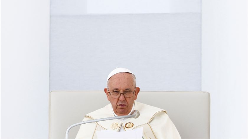 Papa Francisco durante a Missa do Envio, no Parque Tejo. Foto: Reuters