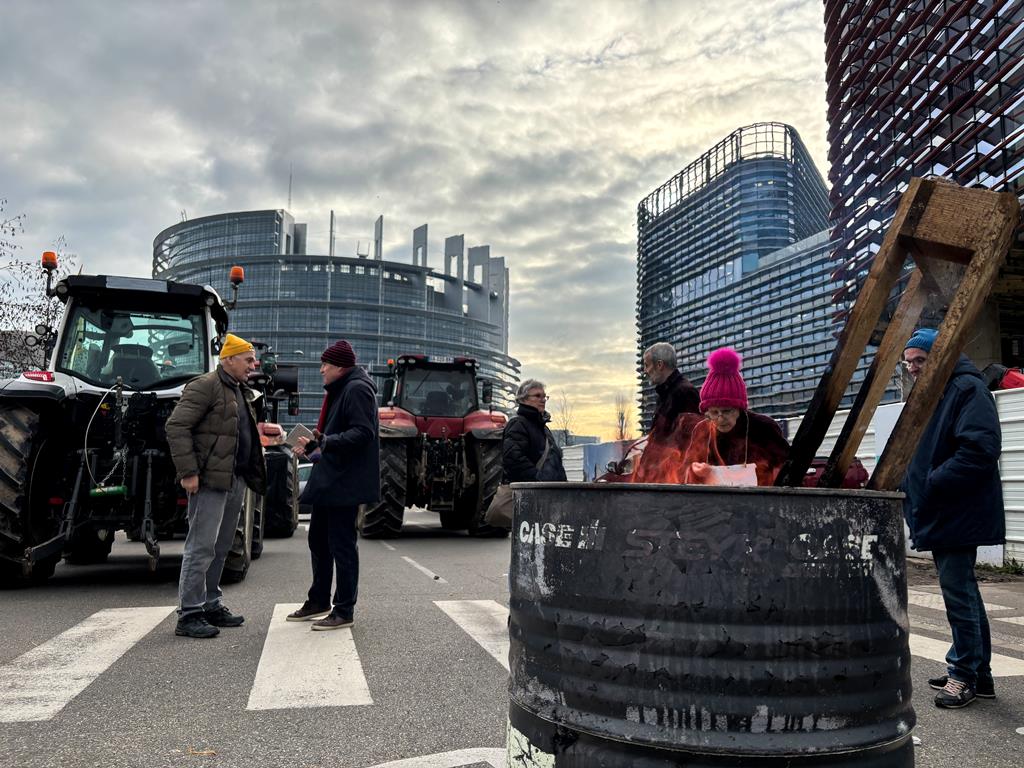 Entre abates, Mercosul e menos fundos europeus, agricultores mostram-se frente ao Parlamento Europeu