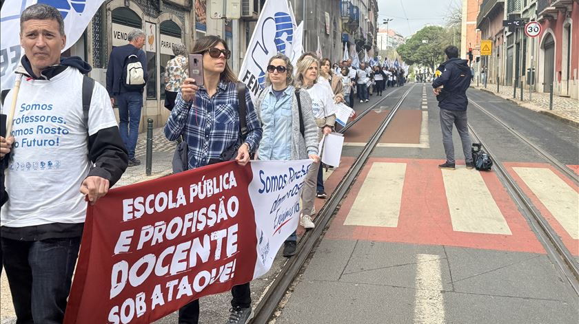 Cordão humano da Fenprof em Lisboa. Foto: João Cunha/Renascença