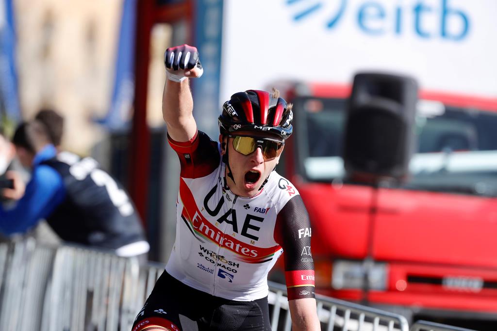 Tadej Pogacar vence etapa na Volta ao País Basco em bicicleta. Ciclismo. Foto: David Aguilar/EPA Tadej Pogacar vence etapa na Volta ao País Basco em bicicleta. Ciclismo. Foto: David Aguilar/EPA