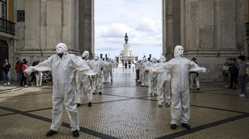 Imagem de um protesto em Lisboa do setor artístico durante a pandemia. Foto: Rodrigo Antunes/Lusa