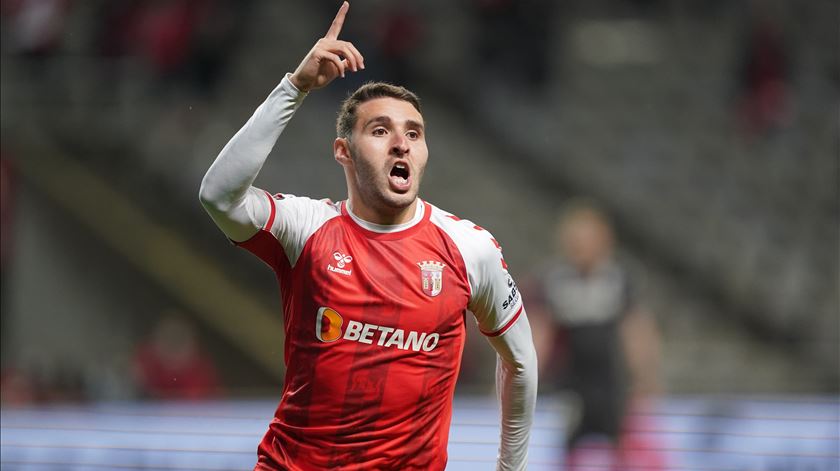 Abel Ruiz marca pelo Sp Braga ao Monaco. Foto: Hugo Delgado/EPA