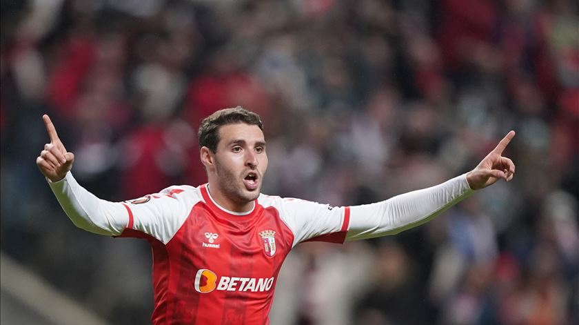 Abel Ruiz, Sp. Braga, marca ao Rangers. Foto: Hugo Delgado/EPA