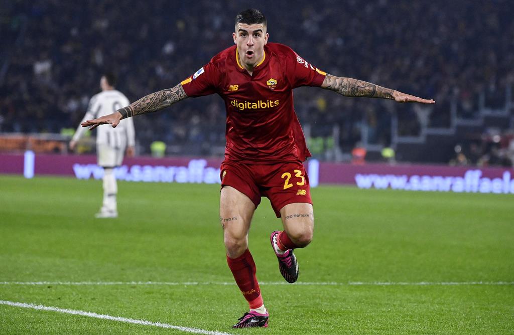 Gianluca Mancini, da Roma, marca contra a Juventus. Foto: Riccardo Antimiani/EPA Gianluca Mancini, da Roma, marca contra a Juventus. Foto: Riccardo Antimiani/EPA