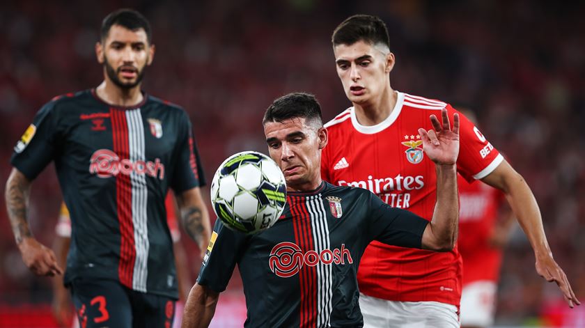 Victor Gomez e António Silva durante o Benfica vs Sp Braga. Foto: Rodrigo Antunes/Lusa