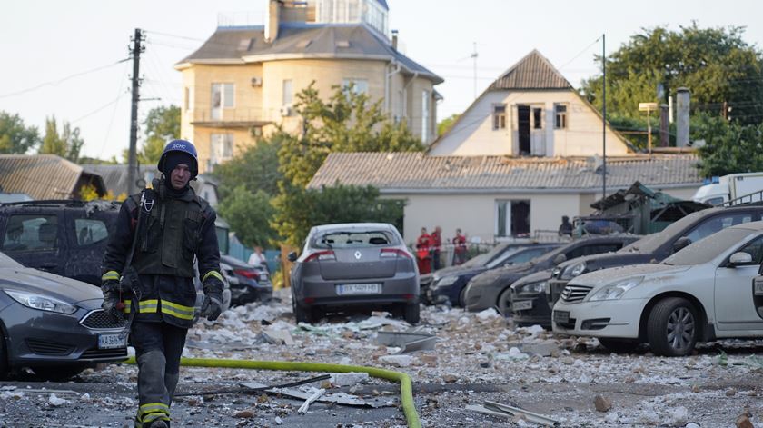 Ataque a Kiev durante a madrugada.Foto: Oleh Pereverziev/EPA