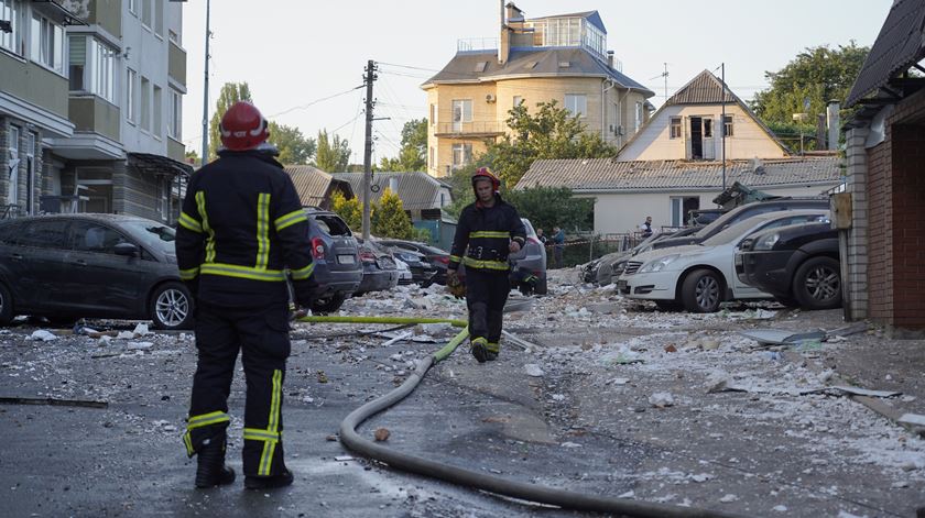 Ataque a Kiev durante a madrugada.Foto: Oleh Pereverziev/EPA