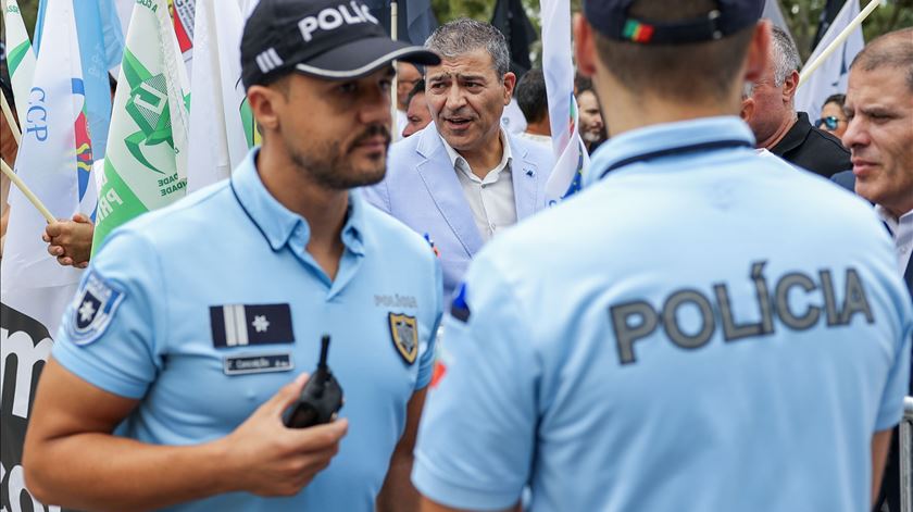 Concentração de elementos das forças de segurança em Lisboa. Foto: José Sena Goulão/Lusa