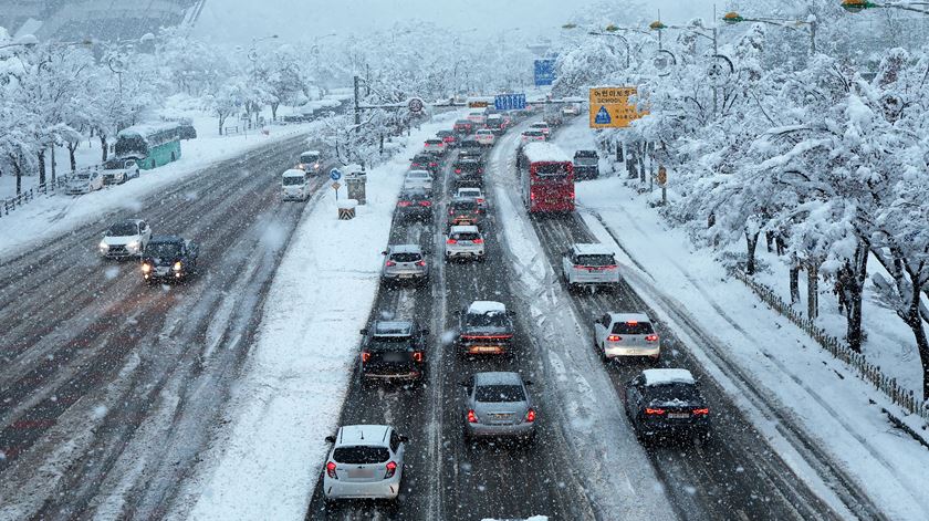 Tempestade de neve Coreia do Sul. Foto: Yonhap/EPA