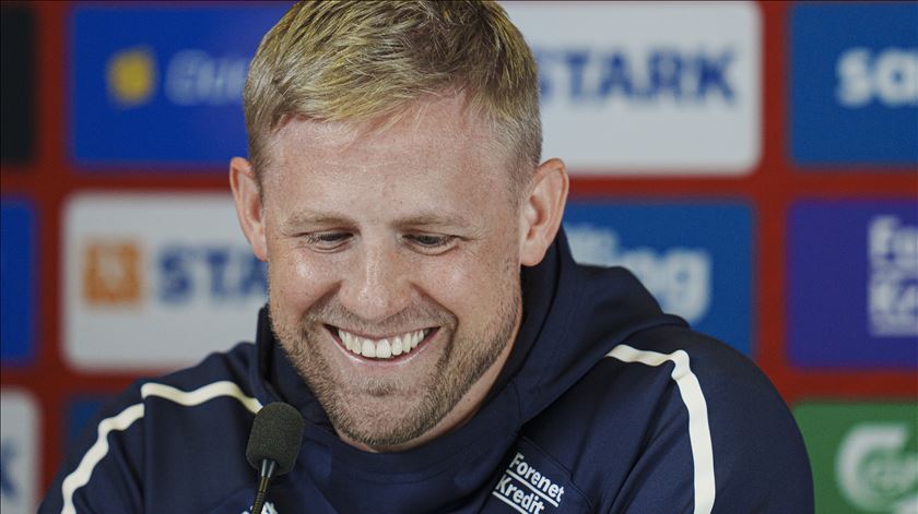 Kasper Schmeichel, Dinamarca, Liga das Nações. Foto: Liselotte Sabroe/EPA