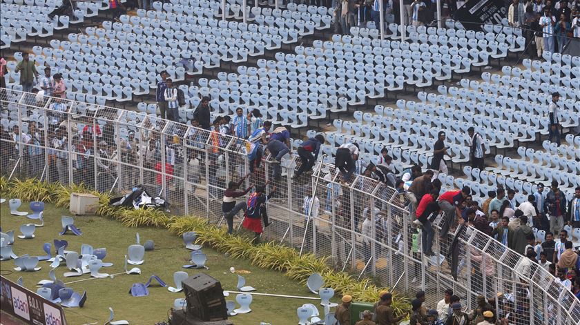 Digressão de Messi na Índia começou mal. Foto: Piyal Adhikary/EPA