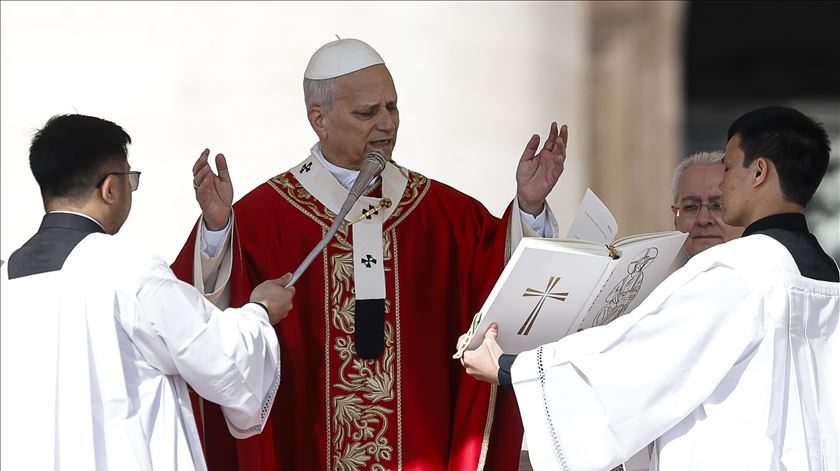 Papa Leão XIV na Missa do Domingo de Ramos na Praça São Pedro, no Vaticano. Foto: Angelo Carconi/EPA