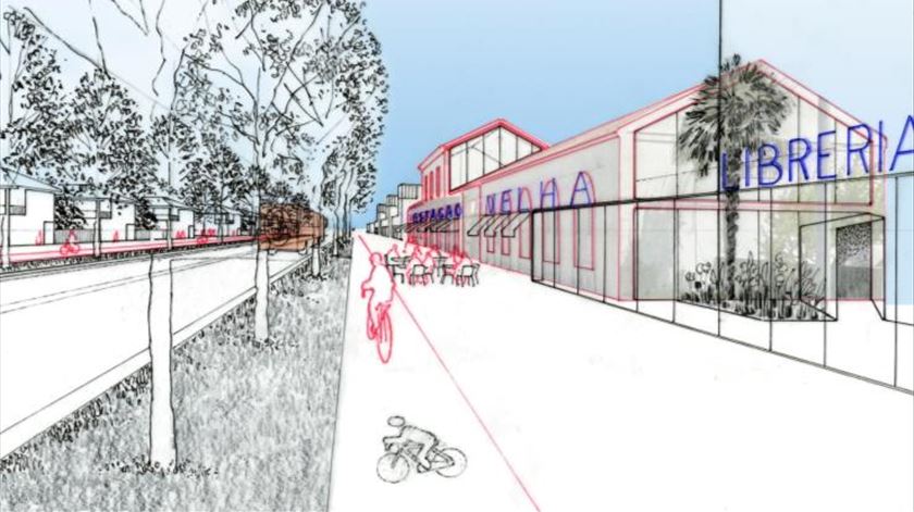 Esboço da modernização do bairro da atual estação de Leiria. Imagem: Infraestruturas de Portugal