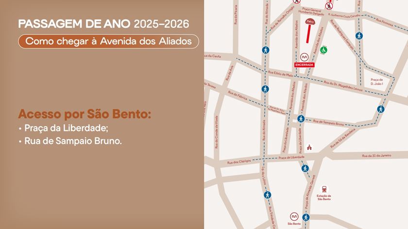 Acesso pedonal através da estação de São Bento à Avenida dos Aliados na passagem de ano. Foto: Câmara Municipal do Porto