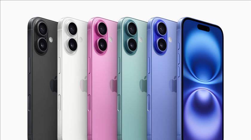 Modelos iPhone 16 e iPhone 16 Plus estão disponíveis em preto, branco, rosa, azul-petróleo e ultramarino. Foto: Apple