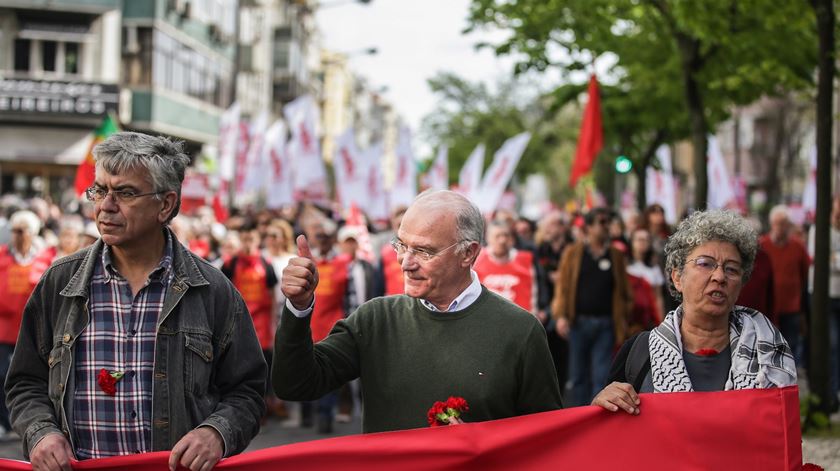 Arménio Carlos no 1.º de Maio de 2018. Foto: Mário Cruz/Lusa