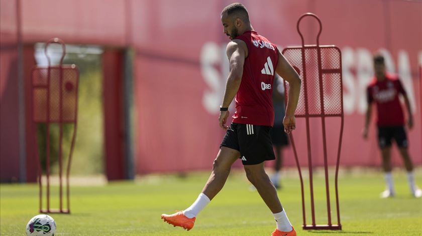 Arthur Cabral, treino, Benfica. Foto: SLB