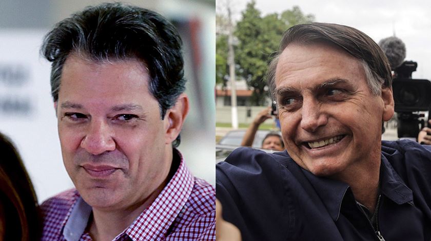 Fernando Haddad e Jair Bolsonaro, candidatos à presidência do Brasil. Fotos: EPA