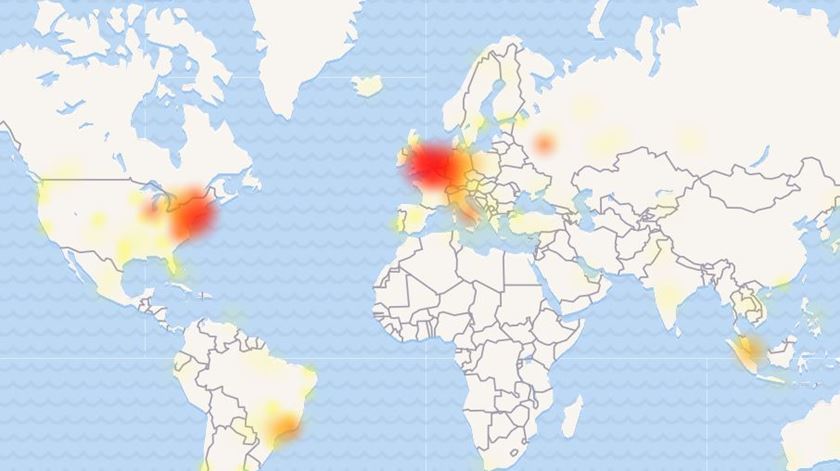 "Apagão" no Instagram afeta sobretudo a Europa e a América do Norte. Fonte: Site Downdetector