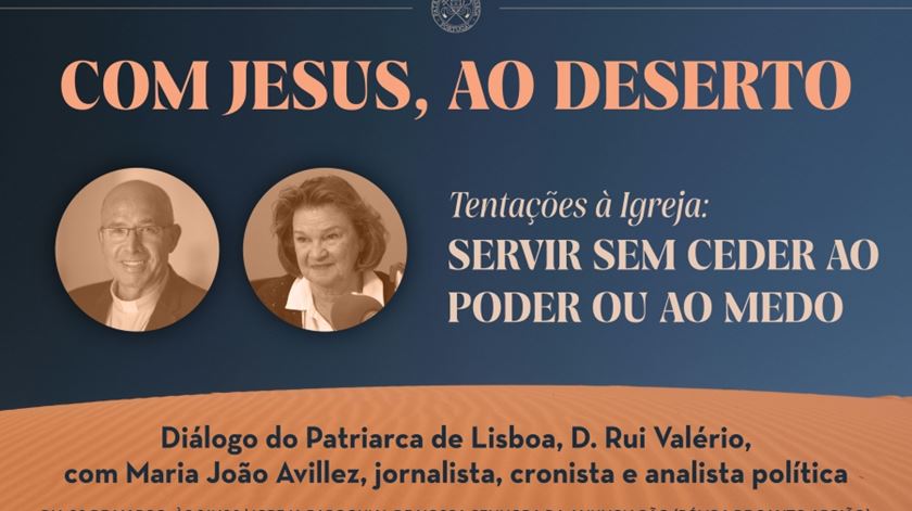 Maria João Avillez em diálogo com o Patriarca de Lisboa, D. Rui Valério, sobre ‘Tentações à Igreja: Servir sem ceder ao poder ou ao medo’. Foto: DR