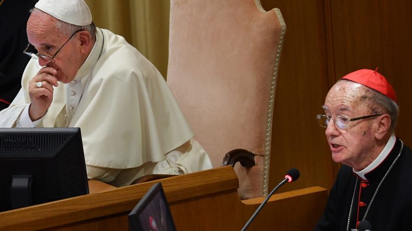 Cláudio Hummes com o Papa Francisco no Sínodo da Amazónia. Foto: DR