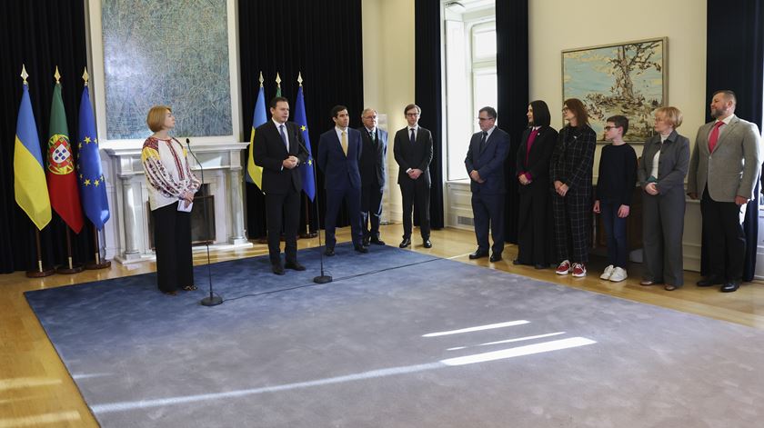 Delegação de ucranianos em Portugal no Palácio de São Bento. Foto: António Cotrim/Lusa