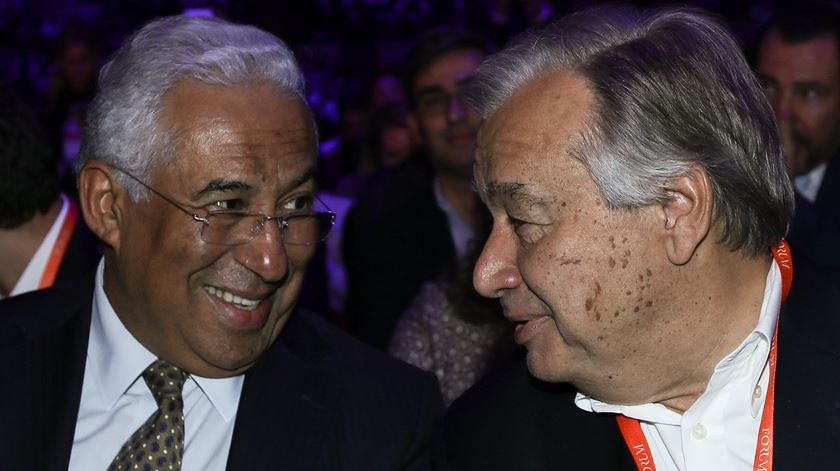 António Costa e António Guterres na abertura da Web Summit 2017. Foto: António Cotrim/EPA