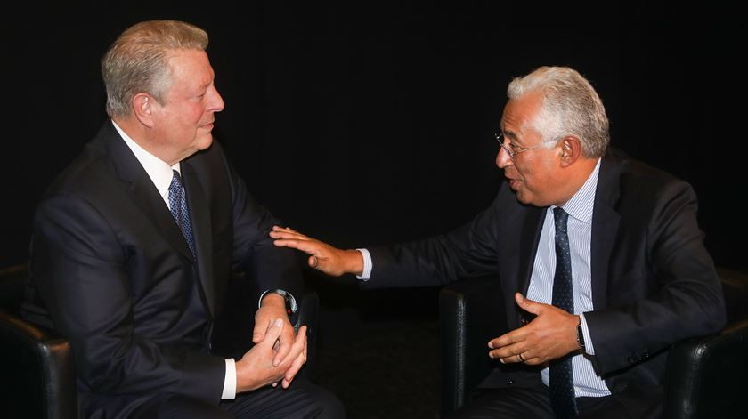 Al Gore e António Costa na Web Summit Foto: Miguel A. Lopes/Lusa