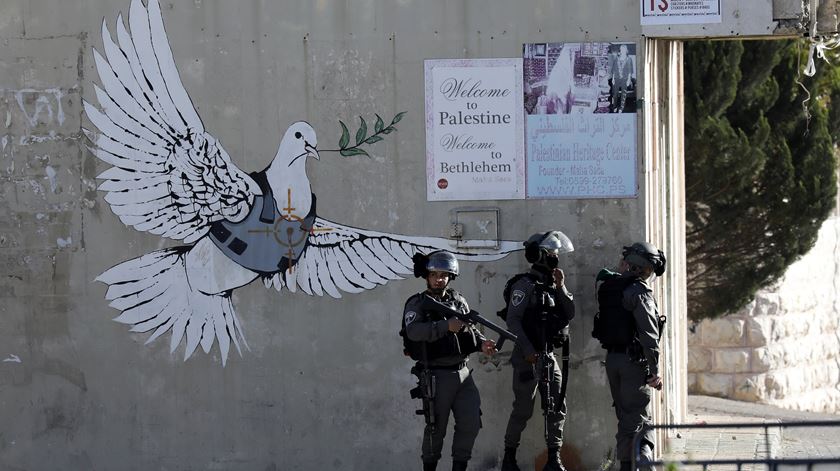 Imagem dos confrontos em Belém, na Cisjordânia. Foto: Abed al Hashlamoun/EPA