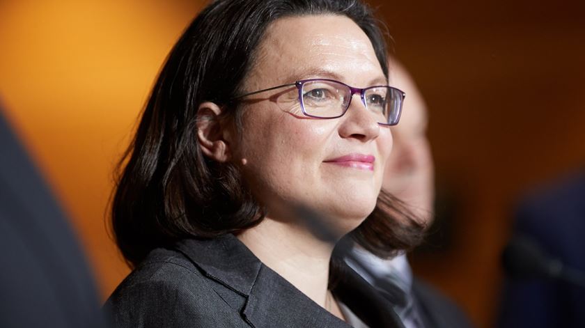 Andrea Nahles vai herdar um partido em crise. Foto: Hayoung Jeion/EPA