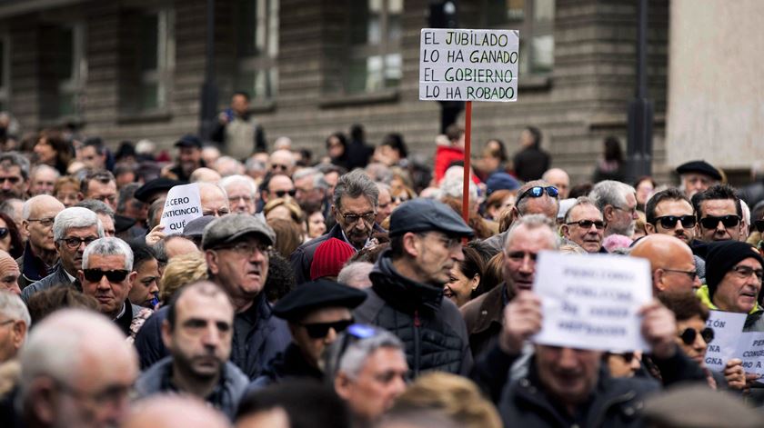 Espanha. Manifestação de pensionistas. Foto: David Aguilar/EPA