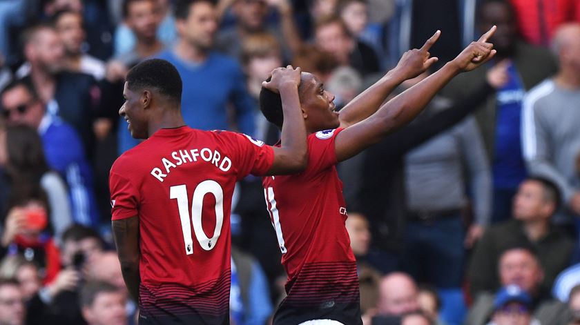 Marcus Rashford com Martial. Foto: Facundo Arrizabalaga/EPA