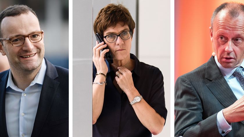 Jens Spahn, Annegret Kramp-Karrenbauer e Friedrich Merz já se "chegaram à frente". Foto: EPA