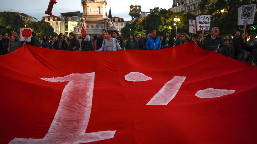 Protesto em 2018, quando se reclamava "1% do PIB para a Cultura". Foto: Rodrigo Antunes/Lusa