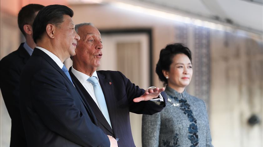 Xi Jinping e Marcelo Rebelo de Sousa, no Palácio de Belém. Foto: João Relvas/Lusa