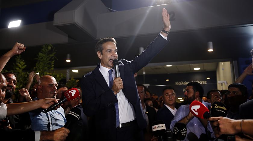 Kyriakos Mitsotakis, líder do Nova Democracia e vencedor das eleições na Grécia. Foto: Alexandros Vlachos/EPA