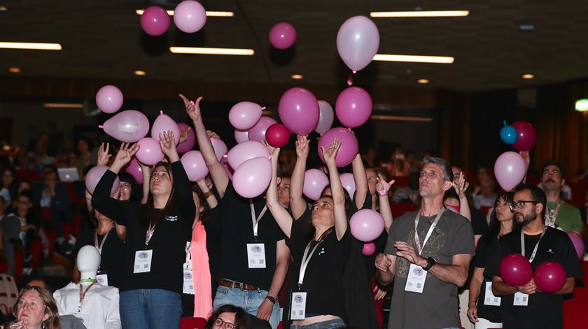 Investigadores precários protestam durante a cerimónia de abertura do "Ciência 2019". Foto: António Cotrim/Lusa