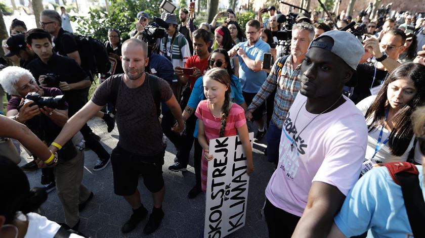 Global Climate Strike - greve mundial pelo clima - Greta Thunberg em Nova Iorque Foto: Peter Foley/EPA