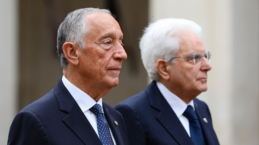 Marcelo Rebelo de Sousa, ladeado pelo Presidente da República de Itália, Sergio Mattarella. Foto: José Coelho/ Lusa