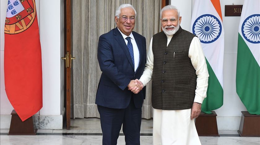 António Costa com o primeiro-ministro indiano Narendra Modi. Foto: EPA