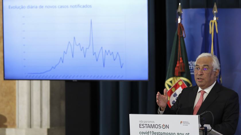 O primeiro-ministro, António Costa, durante a conferência de imprensa no final da reunião de Conselho de Ministros, no Palácio da Ajuda, Lisboa. Foto: João Relvas/ Lusa