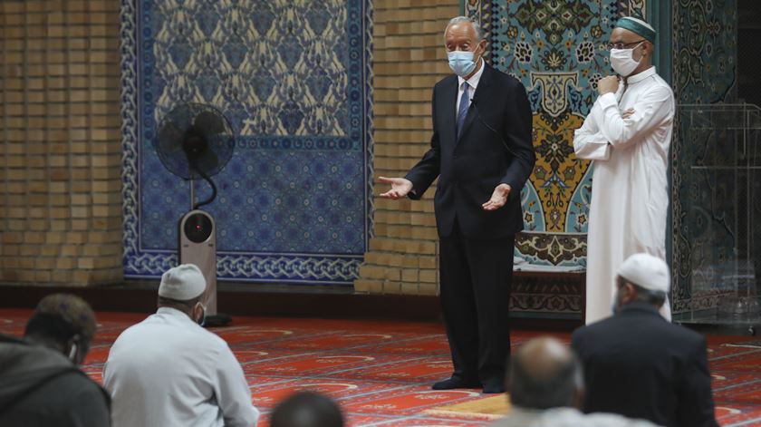 Marcelo Rebelo de Sousa com o imã da Mesquita Central de Lisboa, sheik David Munir Foto: Miguel A. Lopes/Lusa