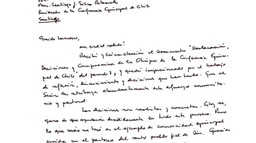 Carta manuscrita do Papa Francisco aos bispos do Chile. Foto: DR